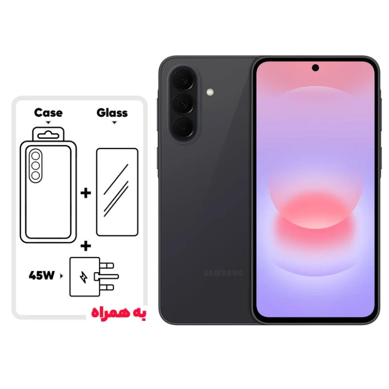 گوشی موبایل سامسونگ مدل Galaxy A37 دو سیمکارت ظرفیت 256 گیگابایت و رم 8 گیگابایت - ویتنام - به همراه یک عدد شارژر 45 وات سامسونگ، یک عدد کابل UBS-C به طول 1.8 متر، یک عدد کاور سیلیکونی و یک عدد محافظ صفحه نمایش