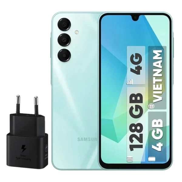 گوشی موبایل سامسونگ مدل Galaxy A16 4G دو سیم کارت ظرفیت 128 گیگابایت و رم 4 گیگابایت - ویتنام - به همراه شارژر 25 وات سامسونگ